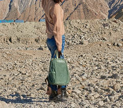 Canvas Green Mens Cool Backpack Canvas Travel Bag Canvas Handbag for Men - iwalletsmen