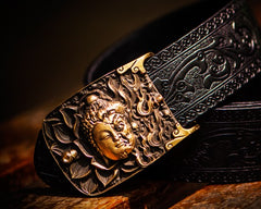 Handmade Genuine Leather Mens Belt Custom Cool Leather Men Black Belt for Men