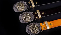 Handmade Genuine Leather Punk Rock Chinese Monster Mens Cool Men Biker Trucker Leather Belt