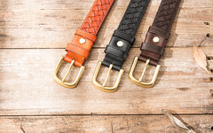 Handmade Cool Braided Leather Mens Belt Leather Belt for Men - iwalletsmen