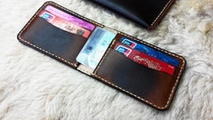 Vintage Leather Mens Slim Coffee Small Wallet Leather Bifold Wallets for Men - iwalletsmen
