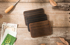 Mens Leather Slim Cards Holder Front Pocket Wallets Card Wallet for Men - iwalletsmen