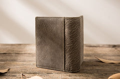 Gray Cool Leather Mens Small Wallet Bifold Vintage Slim billfold Wallet for Men - iwalletsmen