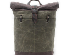 Cool Waxed Canvas Leather Mens Hiking Backpacks Canvas LaptopBackpack Canvas School Backpack for Men - iwalletsmen