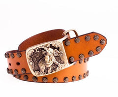 Handmade Genuine Leather Punk Rock Elephant Mens Cool Men Biker Trucker Leather Belt