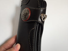 Handmade Leather Biker Wallet Mens Cool Chain Wallet Trucker Wallet with Chain