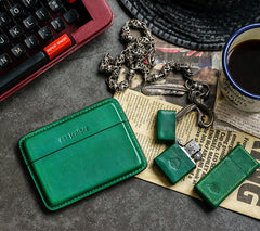 Handmade Black Leather Slim Mens 10pcs Cigarette Holder Case Cool Custom Cigarette Case for Men - iwalletsmen