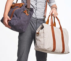 Mens Leather Canvas Travel Bag Canvas Handbag Canvas Weekender Bag for Men - iwalletsmen