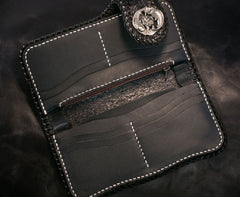 Handmade Leather Carp Mens Chain Biker Wallet Cool Leather Wallet With Chain Wallets for Men