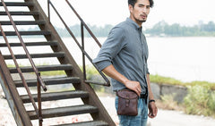 Cool Leather Coffee Belt Pouches Mens Waist Bag Shoulder Bag for Men - iwalletsmen