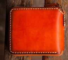 Handmade Leather Tibetan Tooled Mens billfold Wallet Cool Chain Wallet Biker Wallet for Men