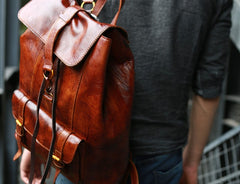 Handmade Leather Mens Backpacks Travel Backpacks Laptop Backpack for men - iwalletsmen