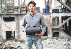 Cool Leather Mens Barrel Shoulder Bags Messenger Bags for Men - iwalletsmen