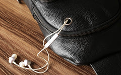 Genuine Leather Mens Cool Chest Bag Sling Bag Crossbody Bag Travel Bag Hiking Bag for men