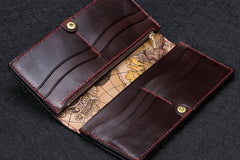 Handmade Leather White Jambhala Mens Chain Biker Wallet Cool Leather Wallet With Chain Wallets for Men