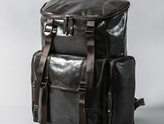 Genuine Leather Mens Cool Backpack Sling Bag Large Travel Bag Hiking Bag for Men