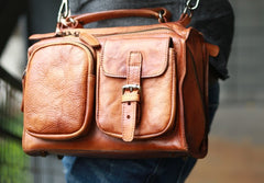 Vintage Brown Leather Mens Messenger Bag Handbag Shoulder Bag for men - iwalletsmen
