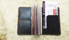 Mens Leather Slim Passport Wallets Coffee Leather Small Travel Wallet for Men - iwalletsmen