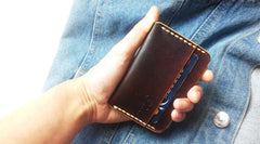 Handmade Leather Mens Slim Front Pocket Wallets Leather Card Wallet for Men - iwalletsmen