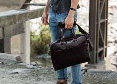 Red Brown Leather Mens Briefcase Work Bag Laptop Bag Business Bag for Men - iwalletsmen