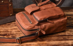 Genuine Leather Mens Cool Shoulder Bag Messenger Bag Chest Bag Bike Bag Cycling Bag for men