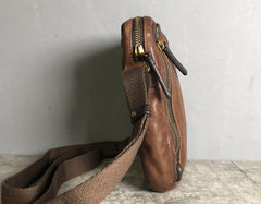 Genuine Leather Mens Cool Chest Bag Sling Bag Crossbody Bag Travel Bag Hiking Bag for men