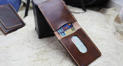 Leather Mens Slim Front Pocket Bifold Small Wallets License Wallet for Men - iwalletsmen