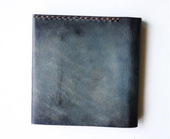 Handmade Vintage Leather Mens Small Bifold Wallet Cool billfold Wallet for Men - iwalletsmen