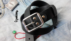 Handmade Black Leather Mens Belt Leather Belt for Men - iwalletsmen