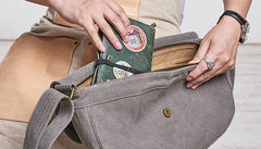 Mens Canvas Gray Cool Messenger Bag Side Bag Shoulder Bag for Men - iwalletsmen