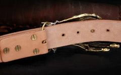 Handmade Genuine Custom God's Hand Cool Leather Mens Leather Men Beige Belt for Men