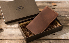 Cool Vintage Slim Mens long Wallet Leather Wallet Bifold Long Wallets for Men - iwalletsmen