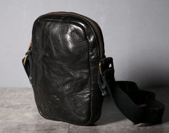 Handmade Genuine Leather Mens Cool Messenger Bag Sling Bag Chest Bag Bike Bag Cycling Bag for men
