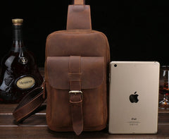 Vintage Leather Mens Sling Shoulder Bag Sling Bag Chest Bag Sling Backpack for men - iwalletsmen