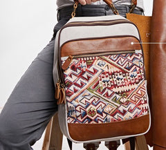 Vintage Canvas Gray Mens Backpack Canvas Travel Bag Canvas School Bag for Men - iwalletsmen
