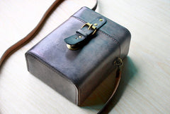 Handmade Brown Leather Mens Small Box Bag Shoulder Bag Messenger Bags for Men - iwalletsmen