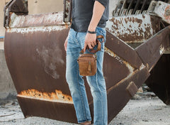 Leather Belt Pouch Belt Cases Mens Waist Bag Small Shoulder Bag for Men - iwalletsmen