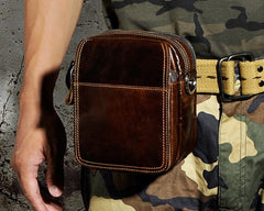 Mens Leather Small Belt Pouch Side Bag Waist Pouch Holster Belt Case for Men - iwalletsmen