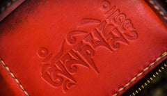 Handmade Leather Small Tooled Mens billfold Wallet Cool Chain Wallet Biker Wallet for Men