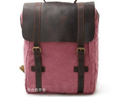 Cool Canvas Leather Mens Laptop Backpack Canvas Travel Backpack Canvas School Backpack for Men - iwalletsmen