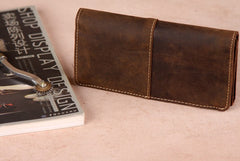 Vintage Leather Long Wallets for men Trifold Men Long Wallet - iwalletsmen