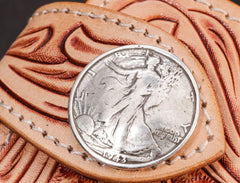 Handmade Mens Cool Tooled Floral Leather Chain Wallet Biker Trucker Wallet with Chain - iwalletsmen