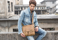 Vintage Brown Cool Leather Mens Messenger Bag Shoulder Bags for Men - iwalletsmen