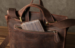 Genuine Leather Mens Cool Backpack Sling Bag Messenger Bag Coffee Travel Bag Hiking Bag for men