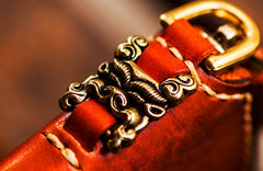 Handmade Leather Tibetan Tooled Mens billfold Wallet Cool Chain Wallet Biker Wallet for Men