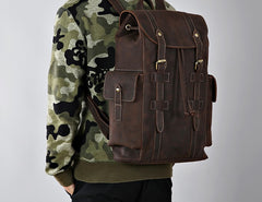 Handmade Leather Mens Cool Backpack Sling Bag Large Travel Bag Hiking Bag for Men