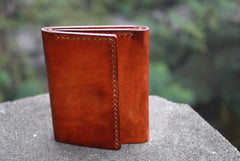 Handmade Leather Mens Small Trifold Wallet Vintage Cool billfold Wallet for Men - iwalletsmen
