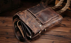 Vintage Leather Mens Cool Small Messenger Bag Cool Shoulder Bag For Men - iwalletsmen