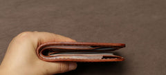 Handmade Leather Mens Cool Slim Leather Wallet Card Wallet Holders Men Small Wallets Bifold for Men