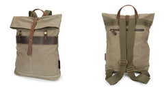Cool Waxed Canvas Gray Leather Mens Backpack Canvas Travel Backpack Canvas School Backpack for Men - iwalletsmen